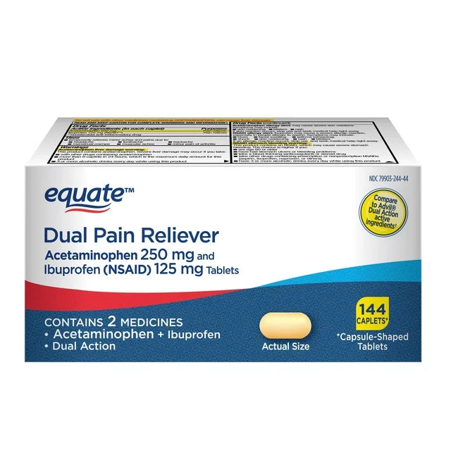 10 pk Pain Reliver dual action 250mg acetaminophen 125mg