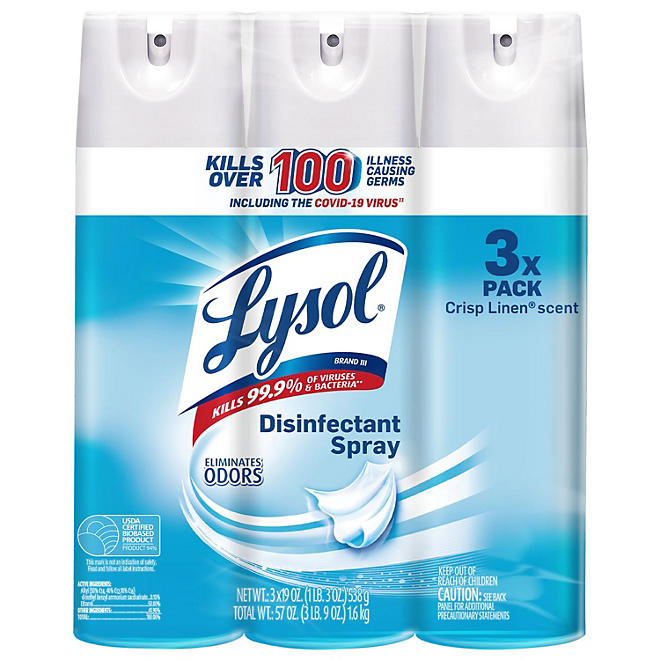 Lysol Disinfectant Spray, Crisp Linen 19 oz., 3 pk.