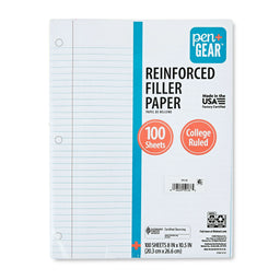 College Ruled 8" x 10.5" Reinforced Filler Paper, 100 Sheets
