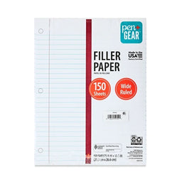150 Sheets Wide Ruled Filler Paper, 10.5" x 8"