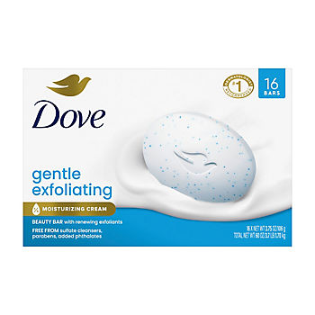 Dove Beauty Bar Soap Gentle Exfoliating, 16 ct.