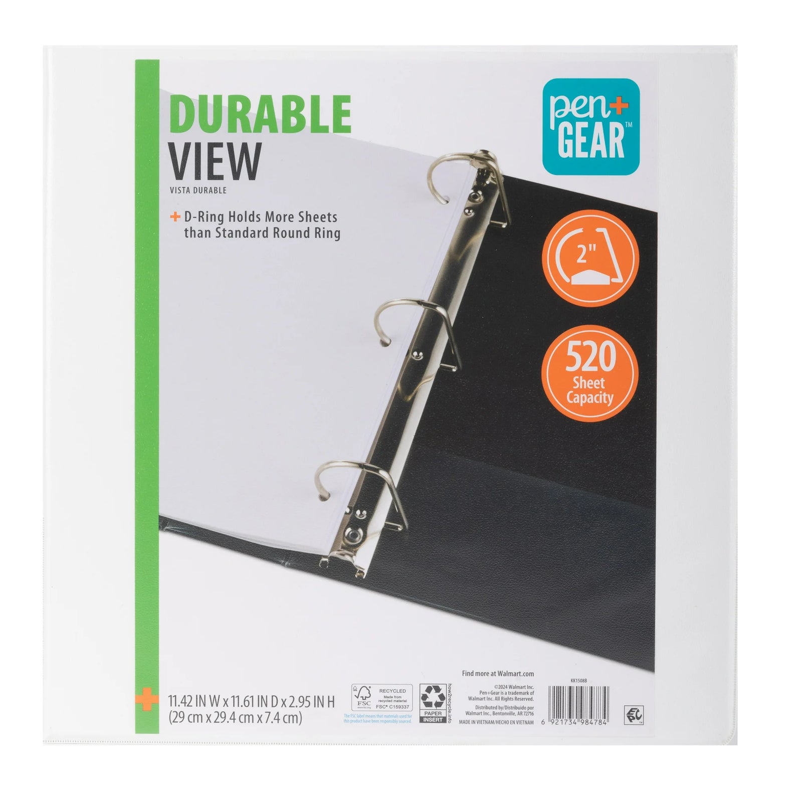 Pen+Gear Durable View Binder, 2-Inch Rings