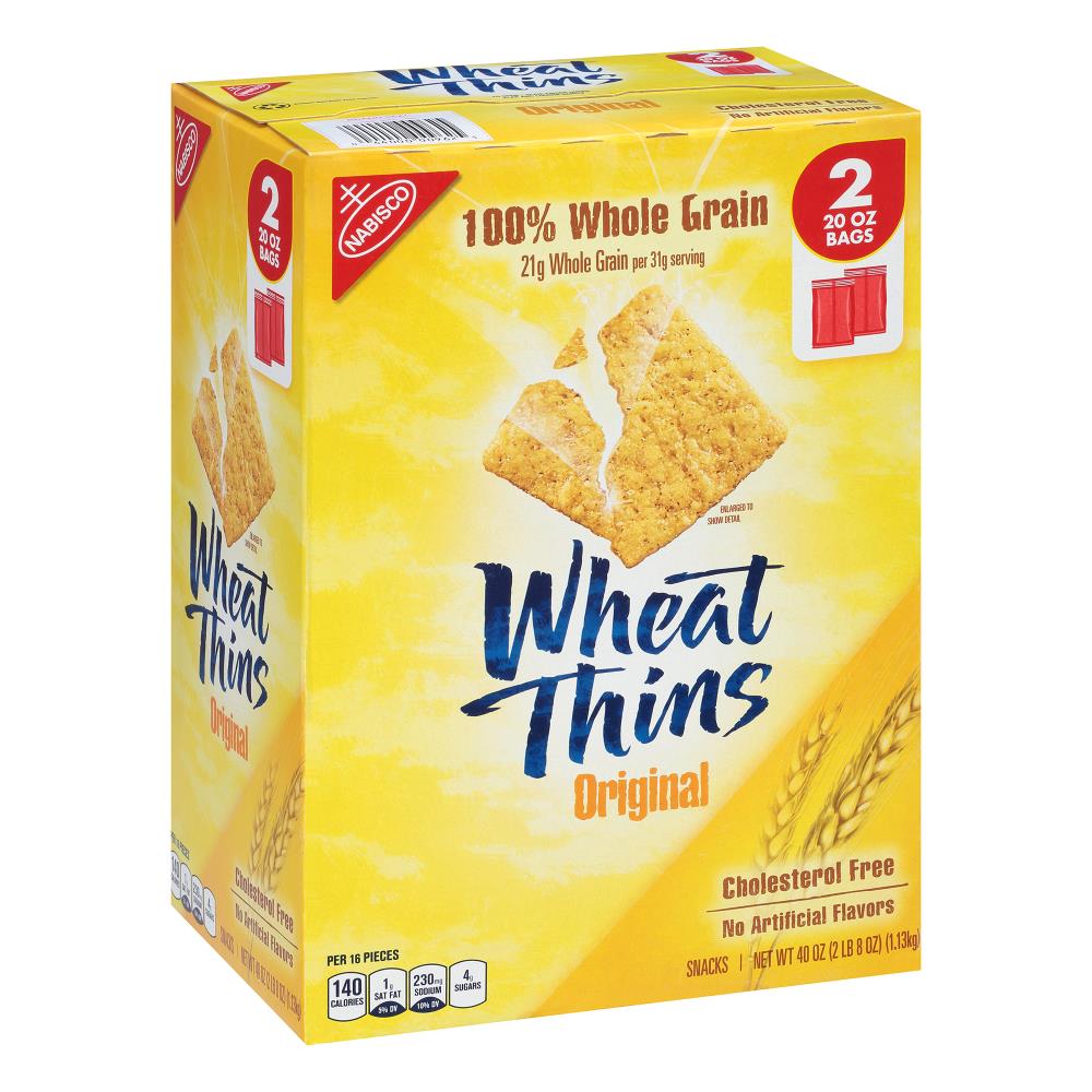 Nabisco  Wheat Thins, 100% Whole Grain, Thin Baked Crackers, 40 oz, 2-Pack