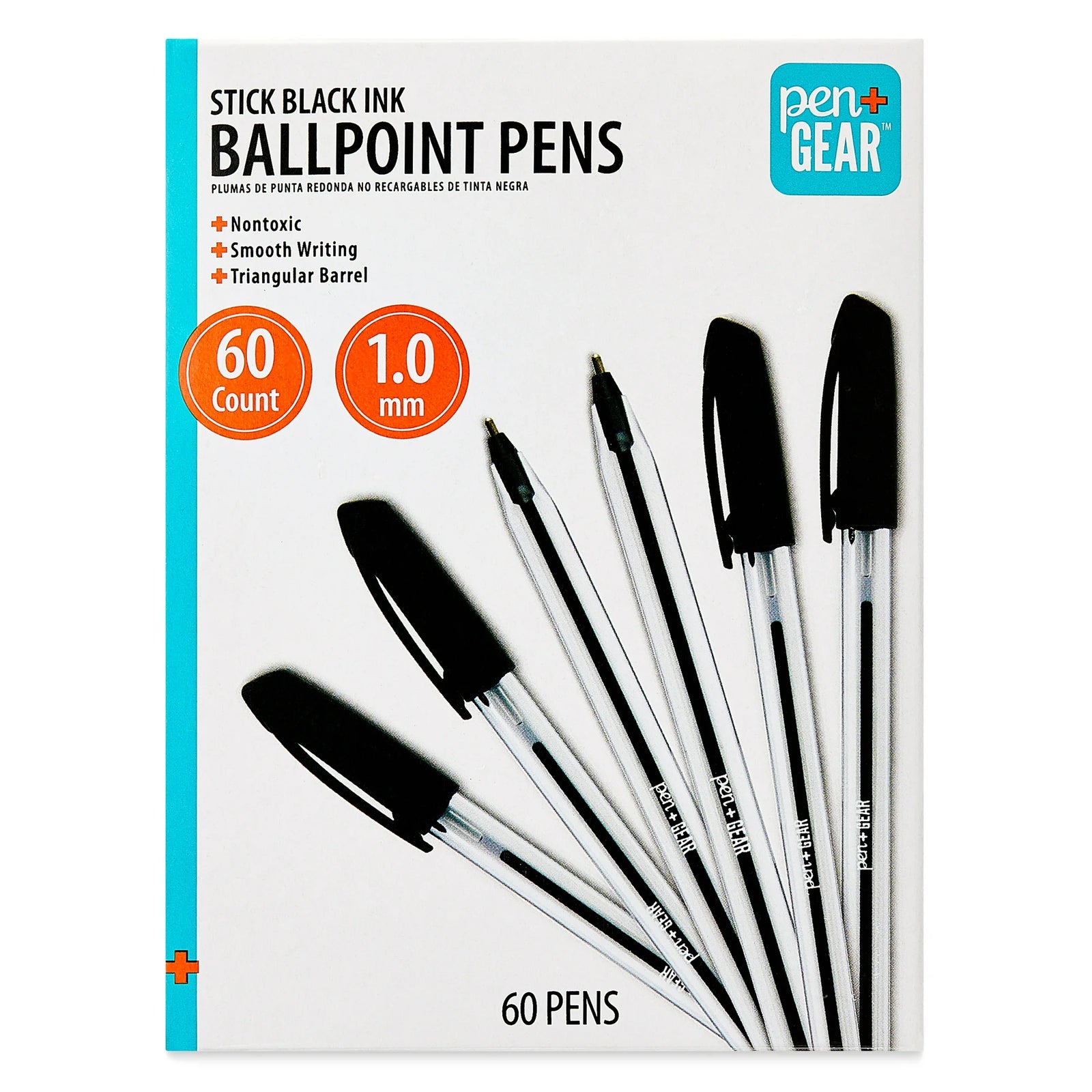 Ballpoint Pens, 1.0mm, Black Ink, 60 Count