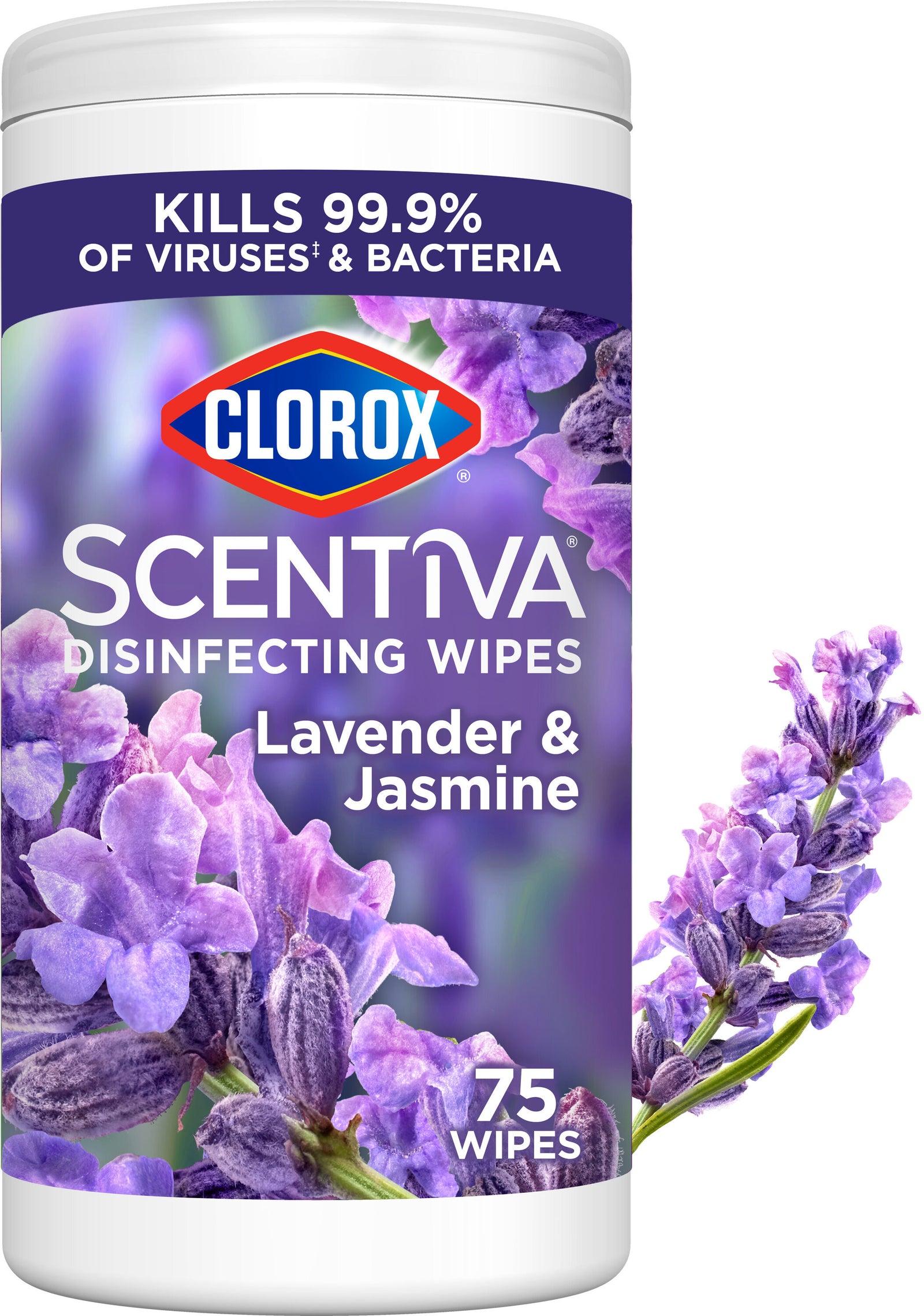 Clorox Scentiva 75-Count Lavender and Jasmine Disinfectant Wipes All-Purpose Cleaner