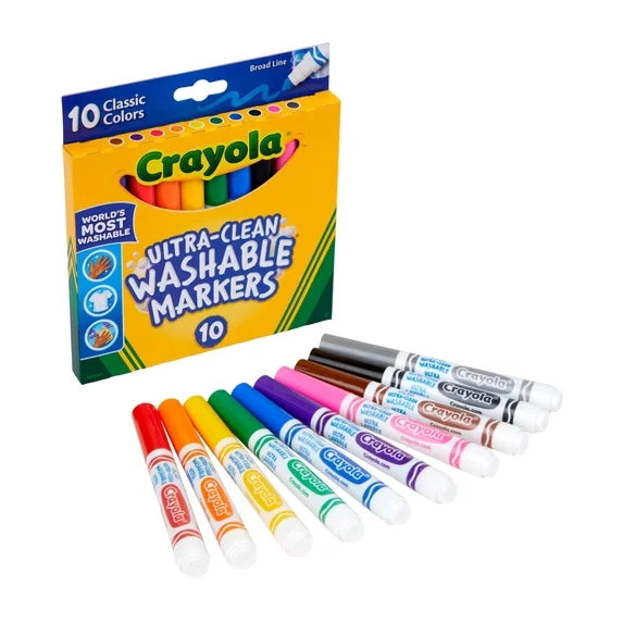 Crayola Ultra-Clean Washable Broad Line Markers, 10 Ct,