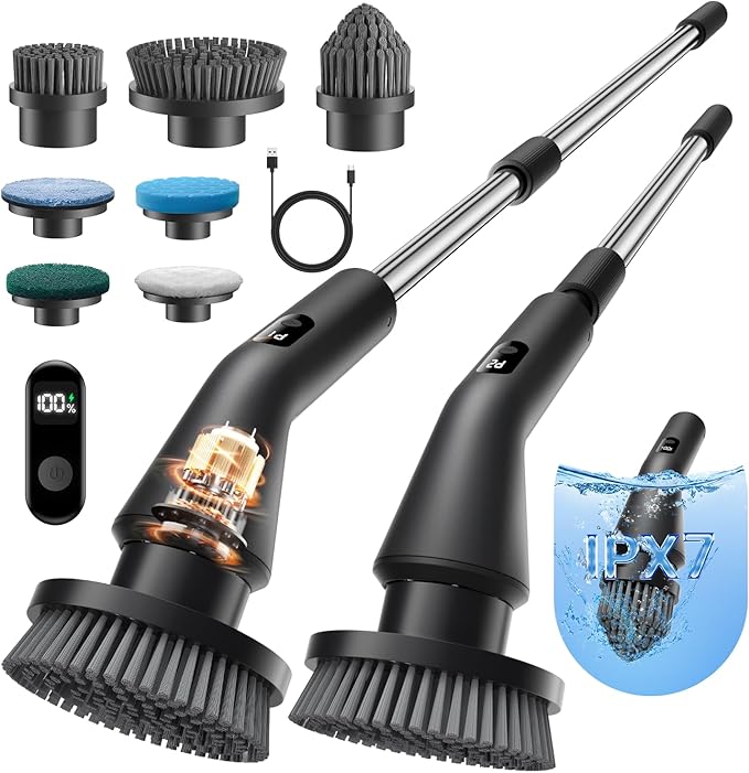 Electric Spin Scrubber, Cordless Cleaning Brush for Bathroom Shower Tub