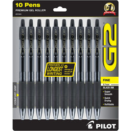 Retractable Gel Ink Pens Black Ink, 10 Pack