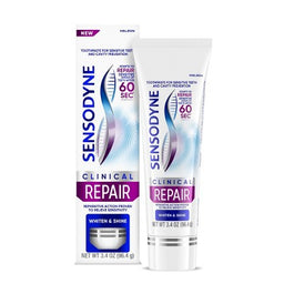 Sensodyne Clinical Repair Whiten & Shine Toothpaste - 3.4oz: 4.23 Net Weight, Paste Form, Mint Flavor, 1 Pack