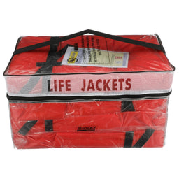 Life Vest, Type II Personal Flotation Device, Orange, Adult, 4-Pack w/ Bag