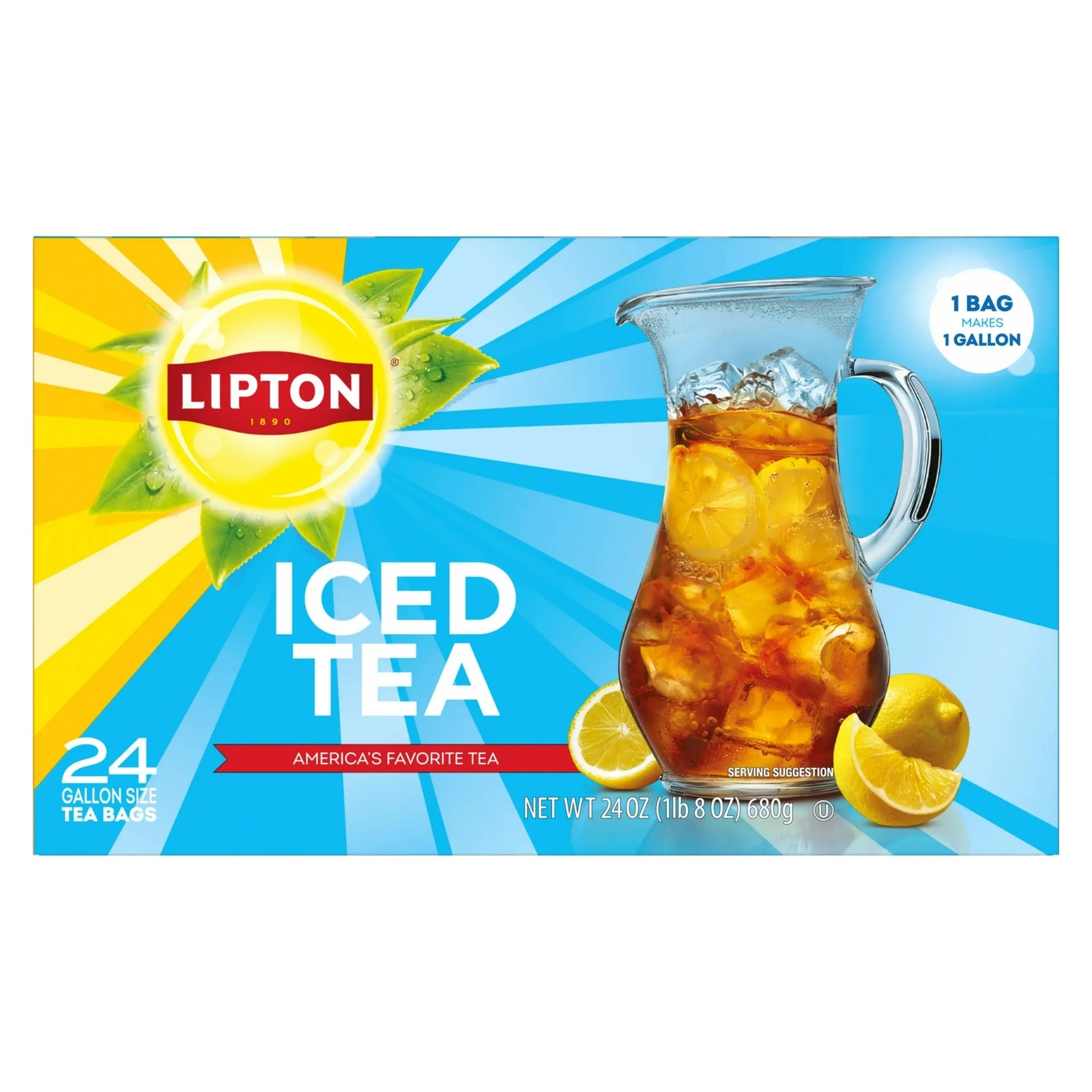Lipton Iced Black Tea, Gallon Size Tea Bags, 24 Count