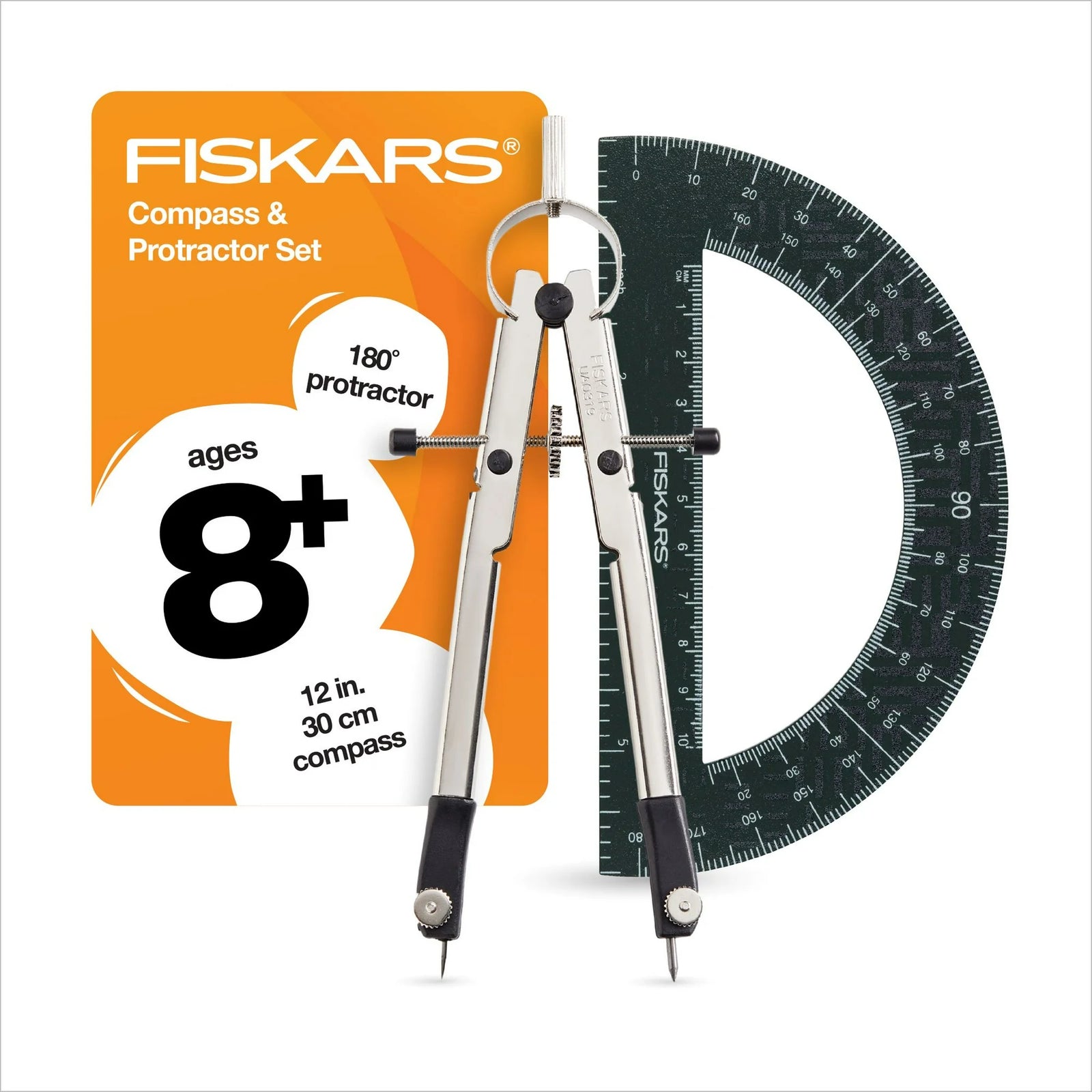 12-inch Metal Compass with 180-Degree Protractor