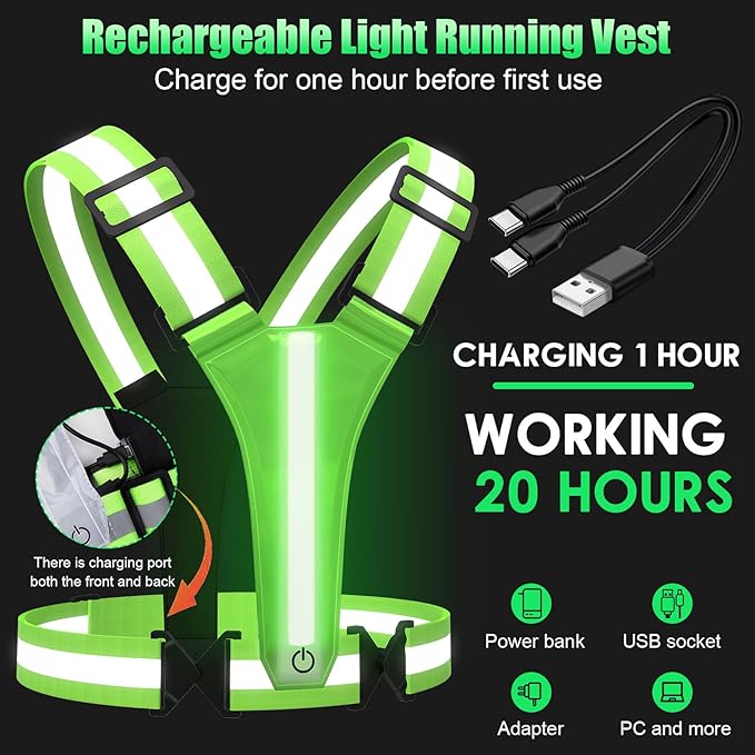LED Reflective Vest Running Gear 4 Pack
