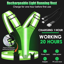 LED Reflective Vest Running Gear 4 Pack