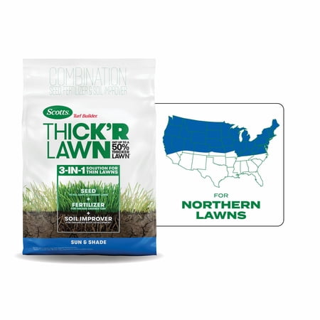 Scotts Turf Builder Thick'R Lawn Sun and Shade, Thickens Thin Grass, 12 lbs.