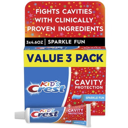 Crest Kids Cavity Protection Toothpaste, Sparkle Fun Flavor, 4.6 oz, 3 Pack
