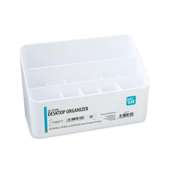 White All in One Desktop Storage Organizer