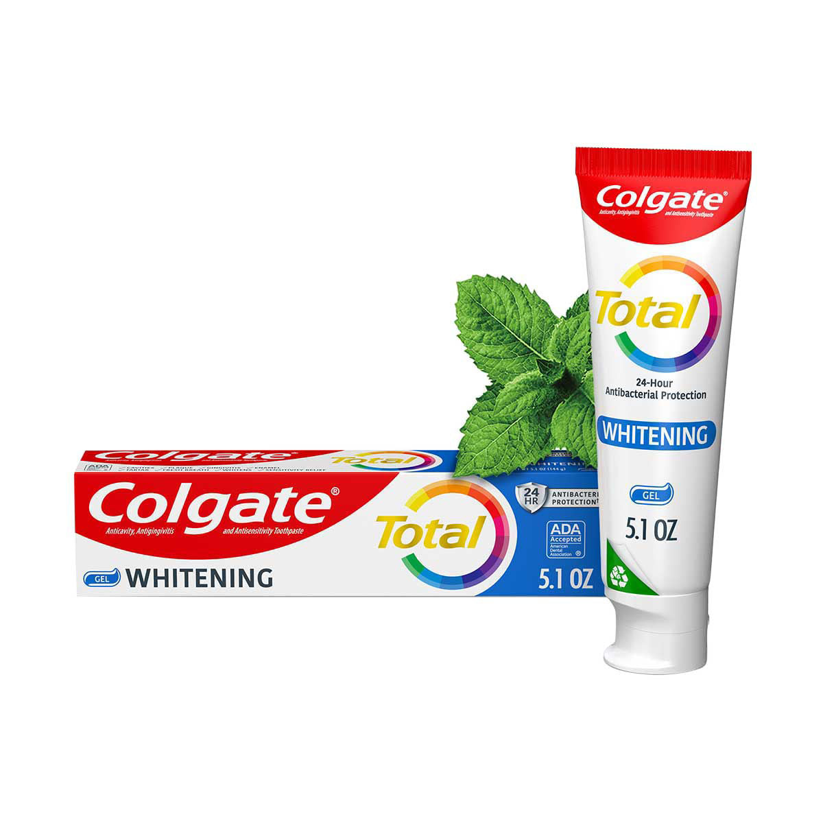 Colgate Total Whitening Toothpaste Gel, Mint, 5.1 oz