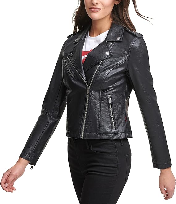 levis womens leather jacket large
