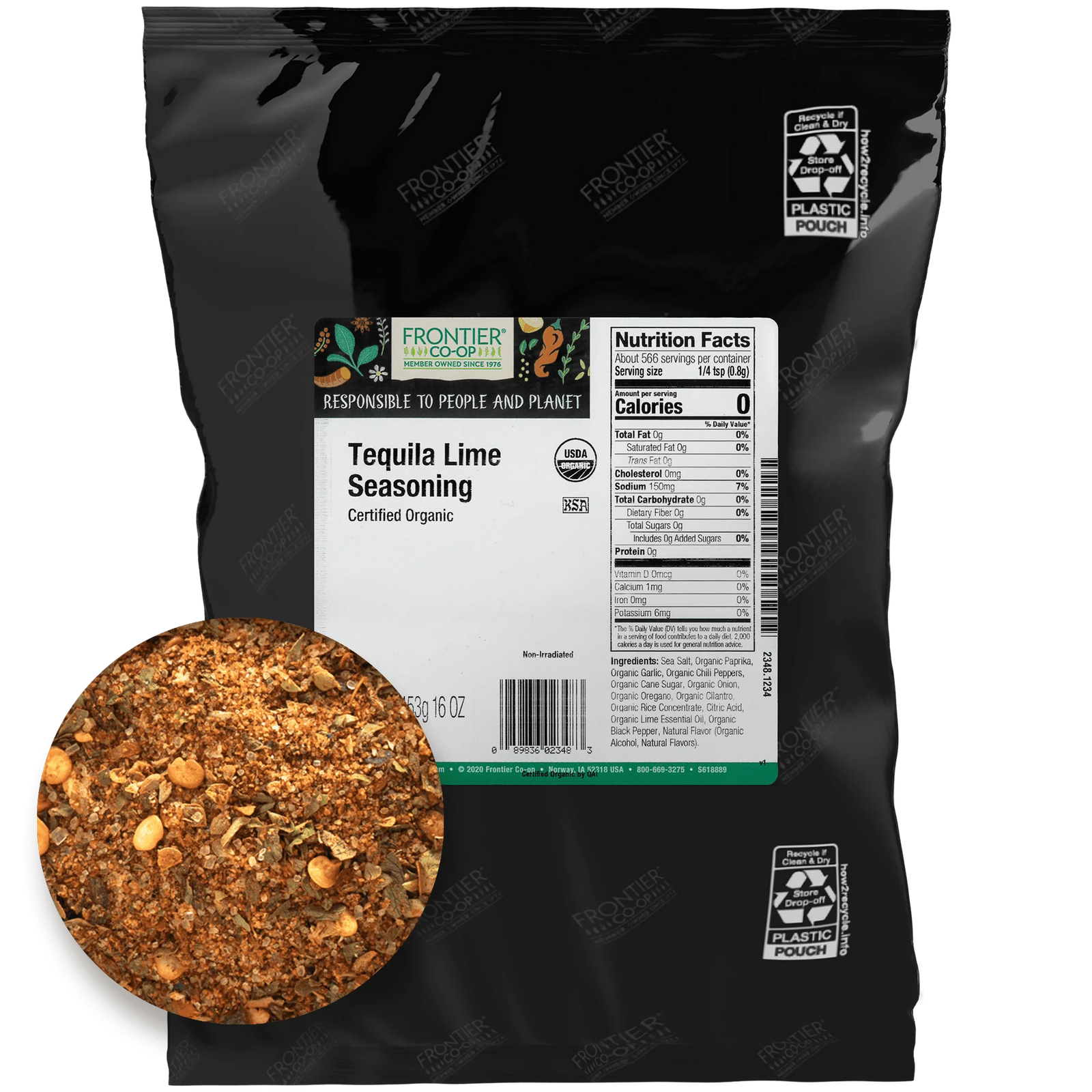 Frontier Co-op Certified Organic Tequila Lime Seasoning, 16 oz