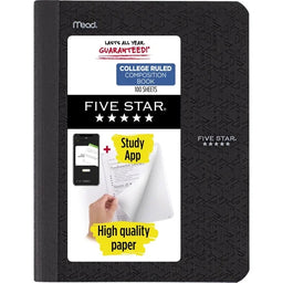 Five Star Composition Book Plus Study App, College Ruled, 100 Sheets