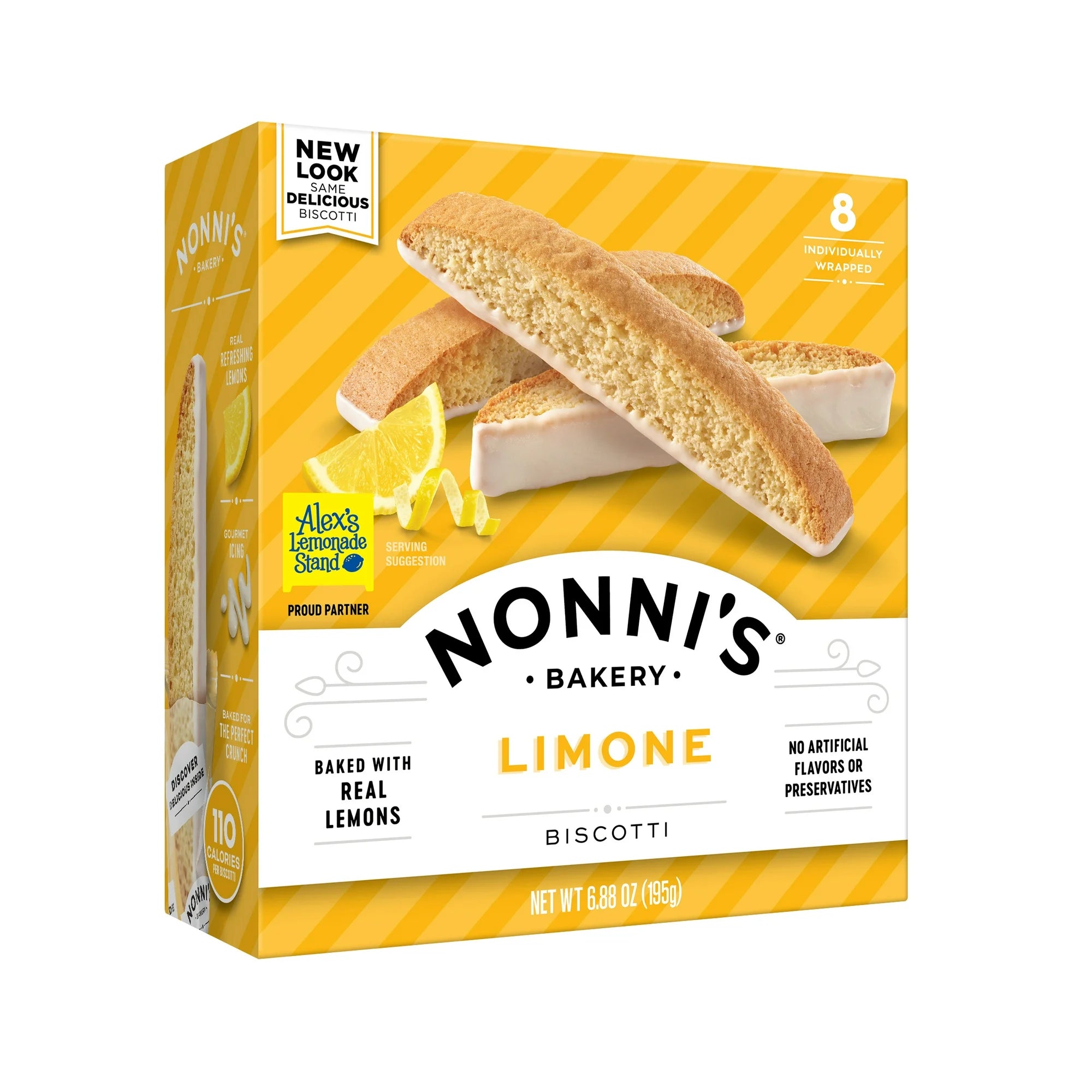 Nonni's Bakery, Limone Biscotti, Individually Wrapped, 6.88 oz, 8 Count