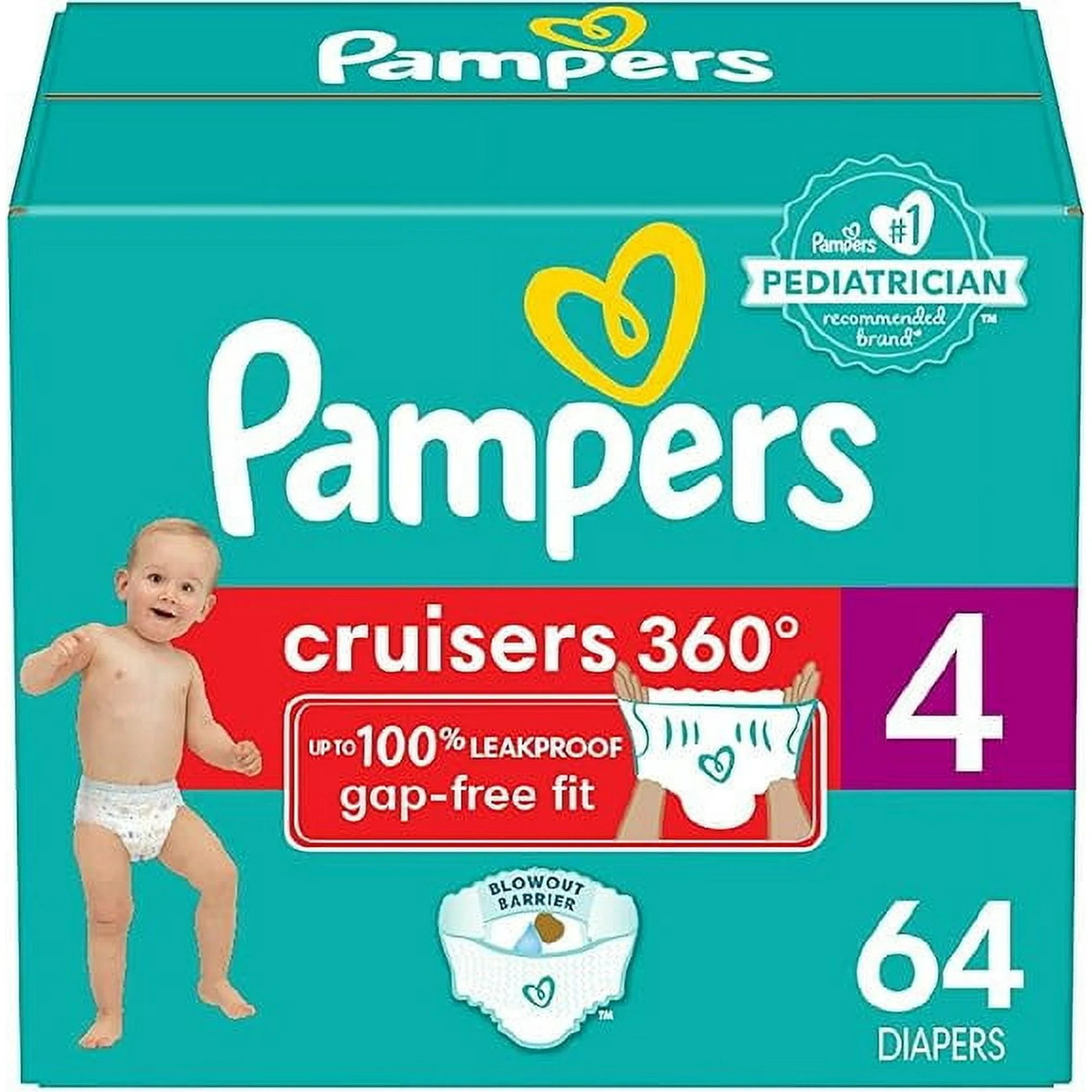 Diapers, Box, 64 Count, Size 4
