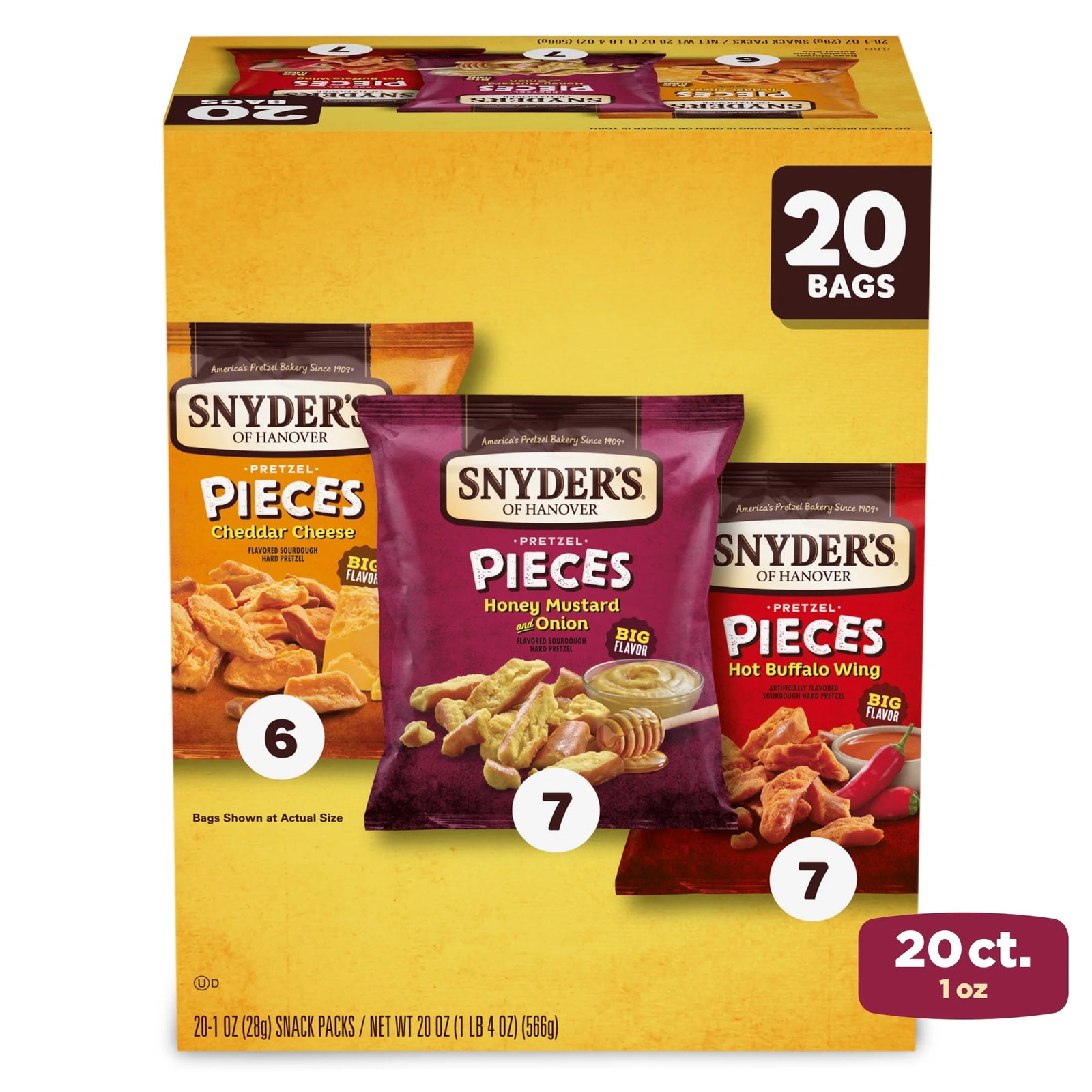 Snyder's of Hanover, Variety Pack of Pretzel Pieces, Individual Packs, 20 Ct