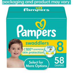 Diapers, Box, 58 Count, Size 8