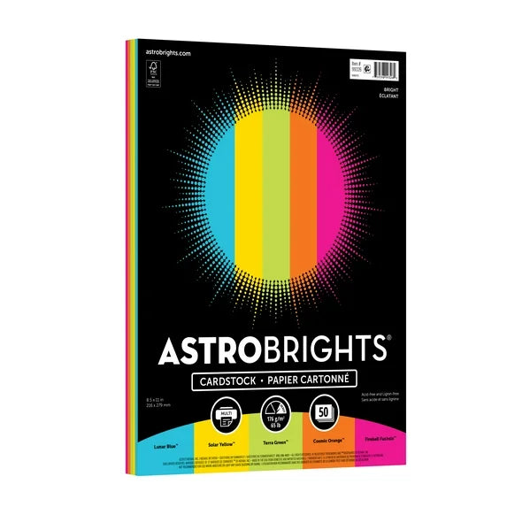 AstroBright Colored Cardstock 8.5'x11'  50 sheets colored assortment