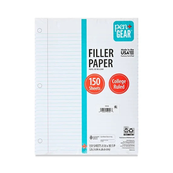 Pen + Gear 150 page college rule filler paper