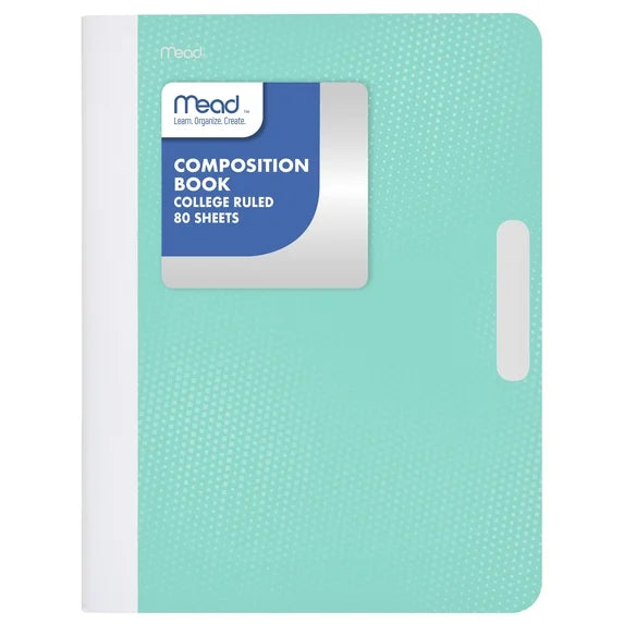 mead compositon book . college ruled  80 sheets  7.5'x9.75'
