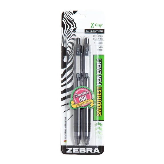 Zebra Z-Grip retractable ballpoint 1.0mm 2 ct.