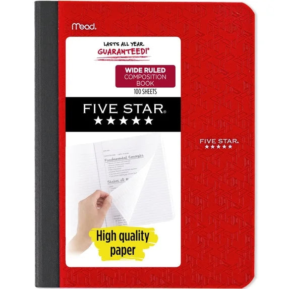 mead five star composition notebook 100 pages