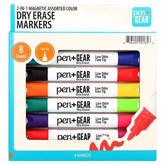 8 ct. pen+gear 2 in 1 magnetic dry erase markers