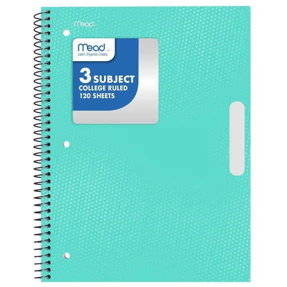 Mead 3subject college-ruled 120 sheets notebook