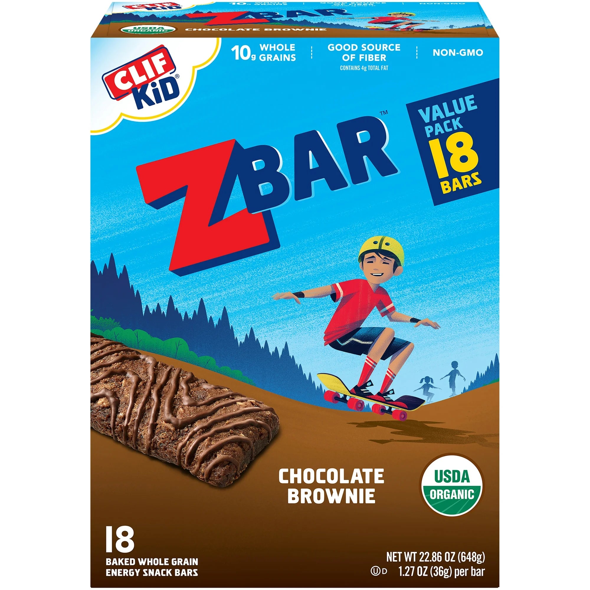 Clif Kid Zbar Organic Chocolate Brownie Energy Bars 24ct